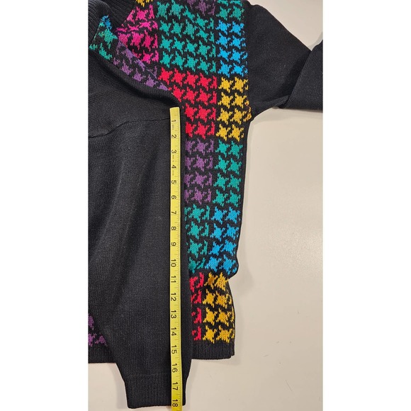 Vintage colorblock houndstooth bright 80s unique unisex? Medium USA - Picture 8 of 8